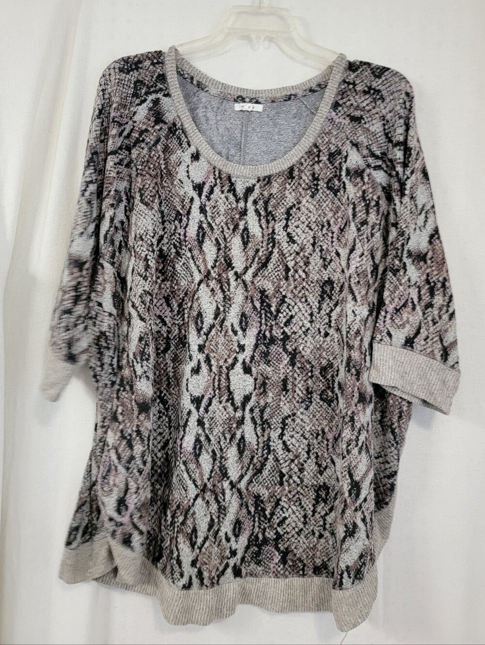 Maurices Snake-Print Oversized Scoop-Neck Pullover in Neutral Shades Size 4X